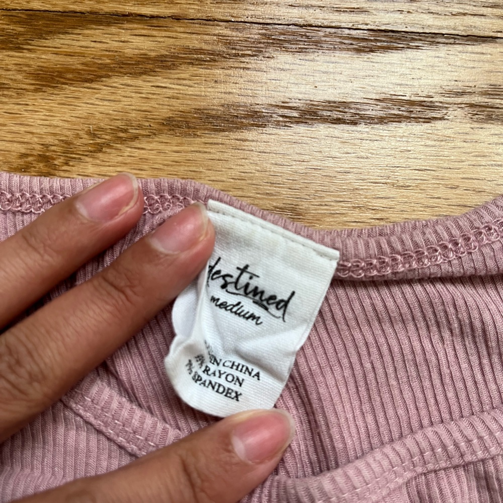 Pink Ribbed Crop Top - Picture 2 of 2